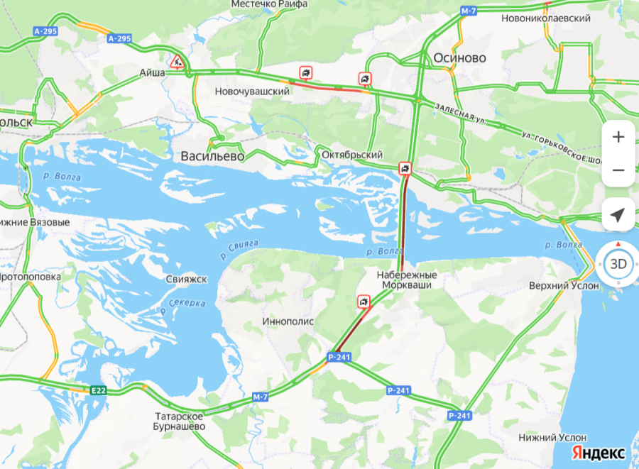 Под Казанью на&nbsp;трех участках образовались километровые пробки