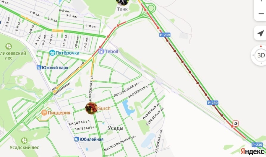 На&nbsp;трассе под Казанью в&nbsp;сторону аэропорта скопилась 3-километровая пробка из-за ДТП